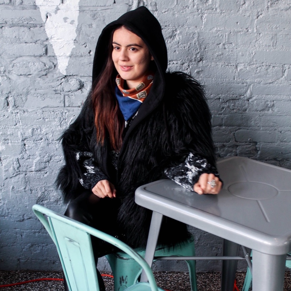 Stylish Black Faux Fur Women's Coat (with hood)